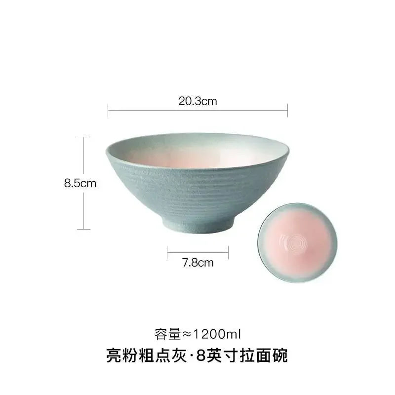 Japanese Ceramic Bowl 8inch Ramen Single Noodle Household Salad Bowl large Creative Special Restaurant Tableware