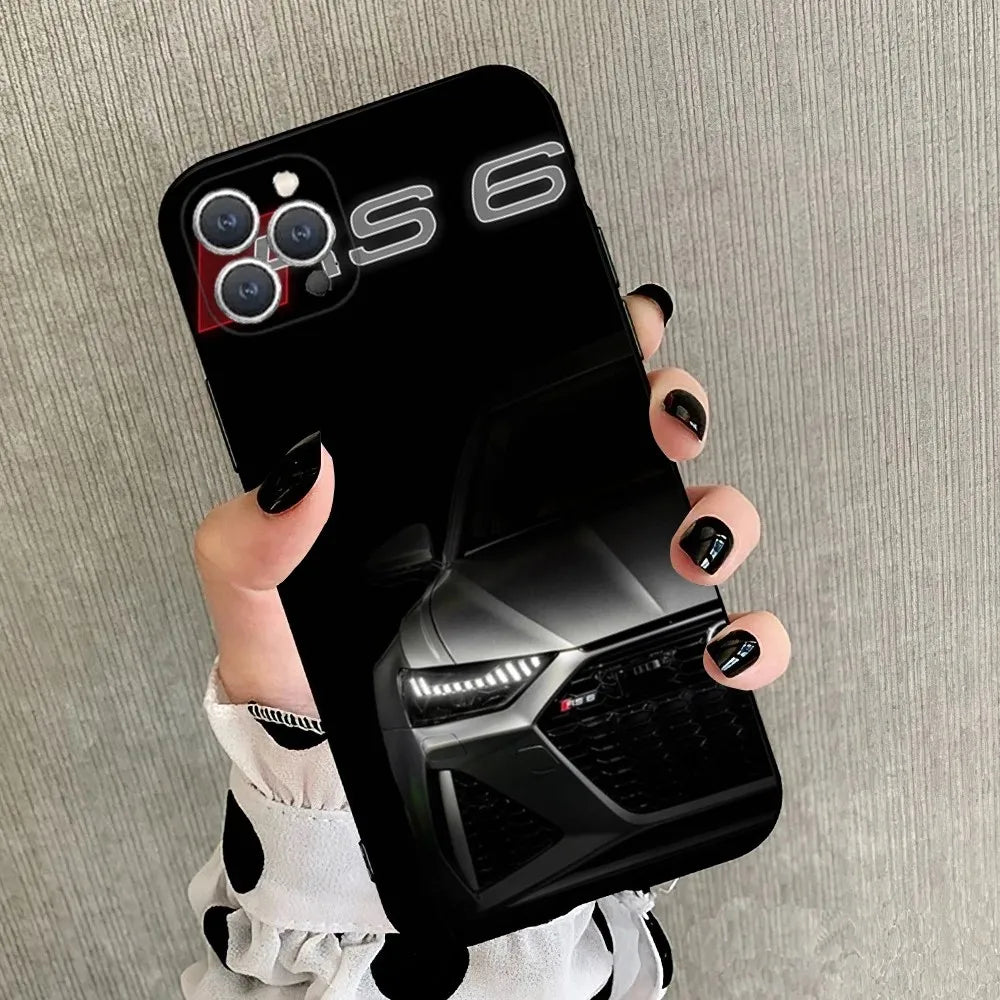 A-Audis R-S Sport Phone Case For iPhone 15,14,13,12,11,Plus,Pro Max,XS,X,XR,SE,Mini,8,7 Soft Silicone Black Cover