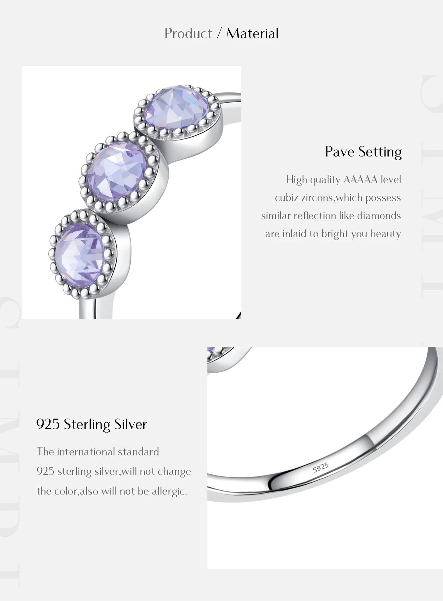 MODIAN 925 Sterling Silver Purple Rose Cut Round Zirconia Ring Asymmetry Fashion Rings For Women Fine Jewelry - Vakasi