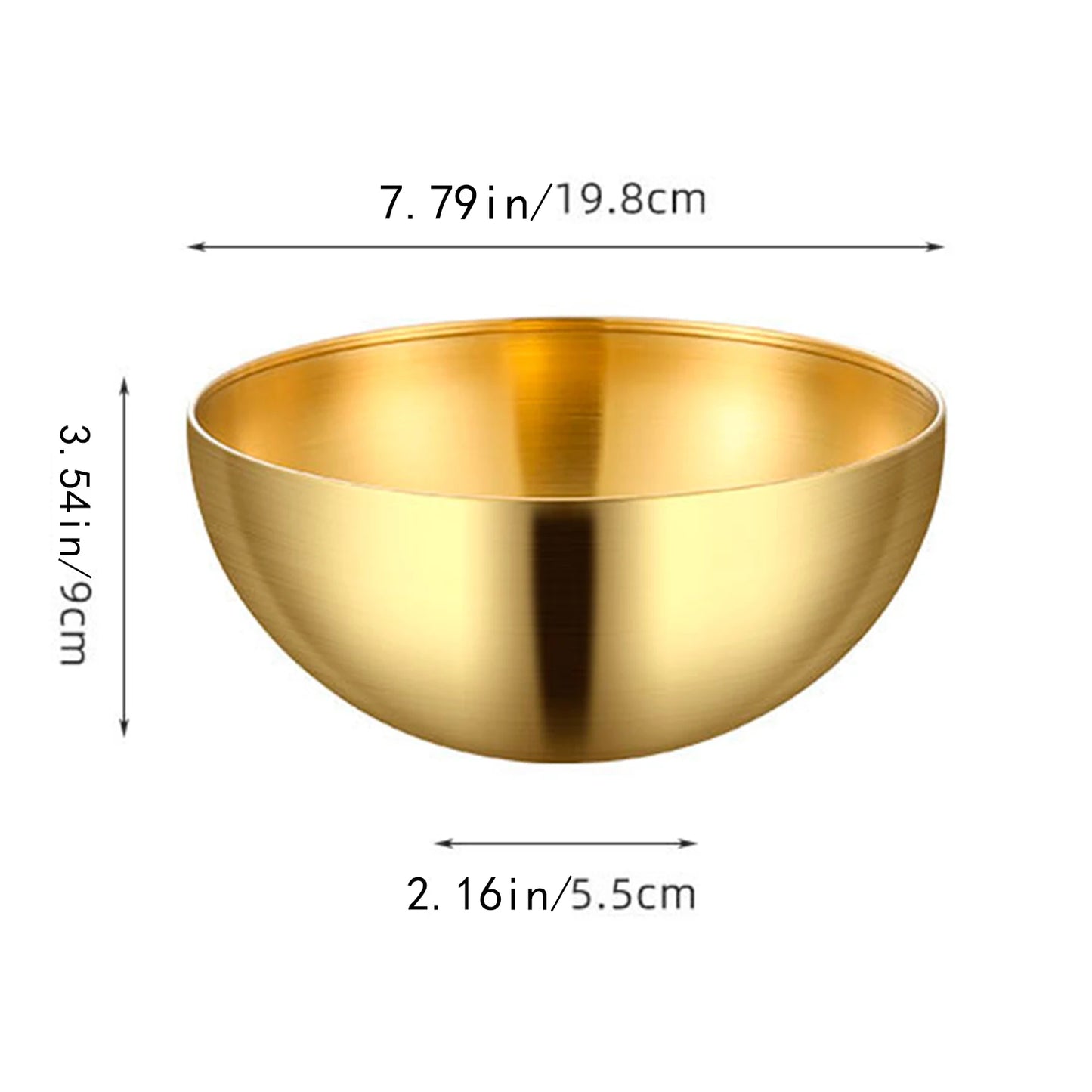 Large Capacity Stainless Steel Salad Bowls Korean Soup Rice Noodle Ramen Bowl Kitchen Food Container,Gold,20X9CM