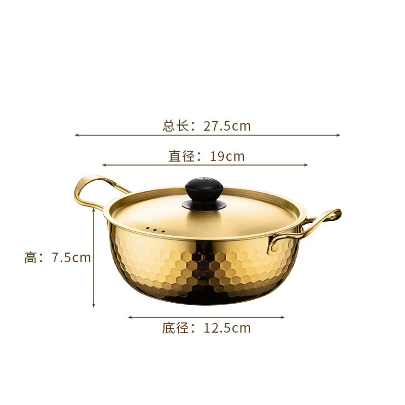 Stainless Steel Korean Ramen Pot Double-Ear Induction Cooker Small Cooking Soup Pot Household Dormitory Noodles Seafood Pan