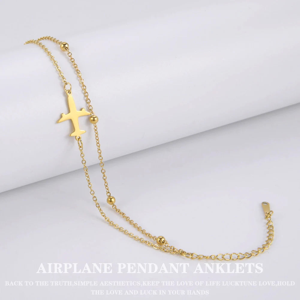 Lucktune Airplane Pendant Anklet