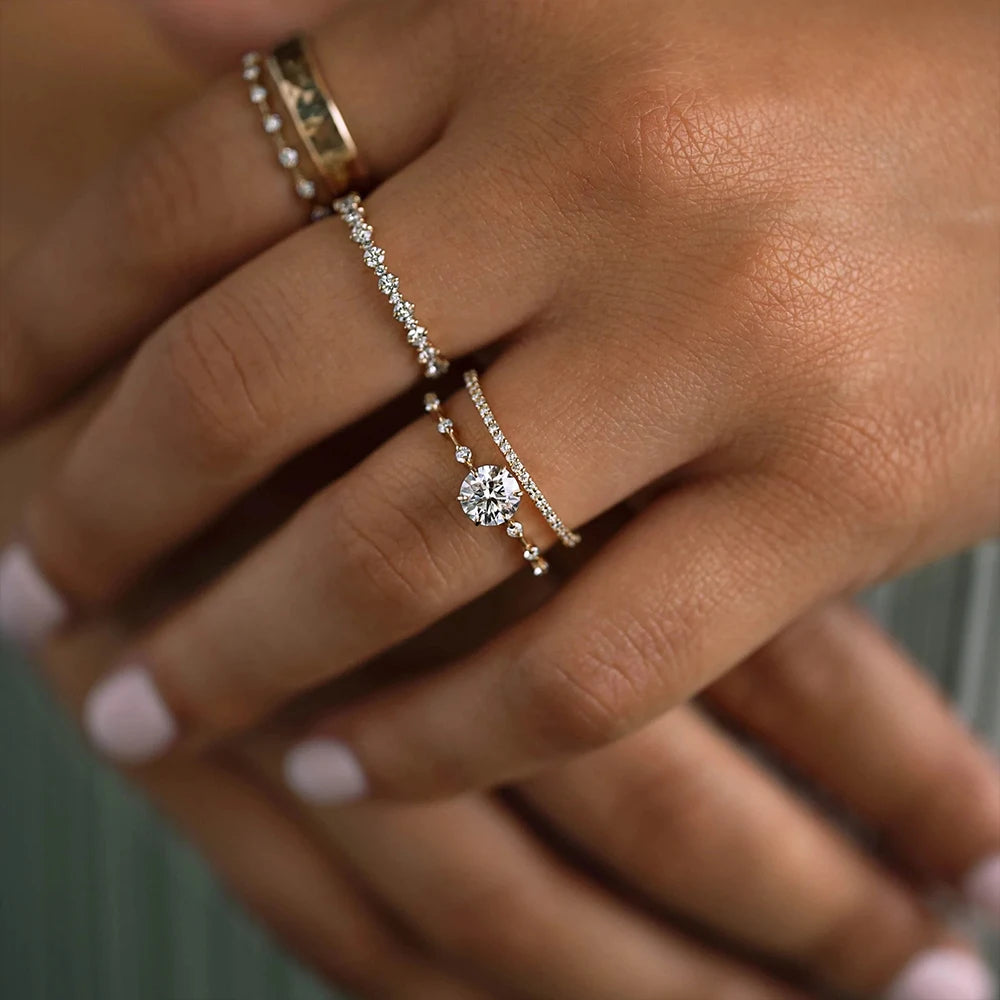 Silver White Crystal Ring - Vakasi