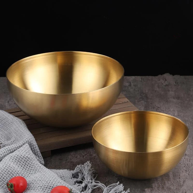 Creative Stainless Steel Ramen Bowl Korean Friut Salad Bowl Golden Soup Bowls Single Layer Home Tableware Kitchen Utensils