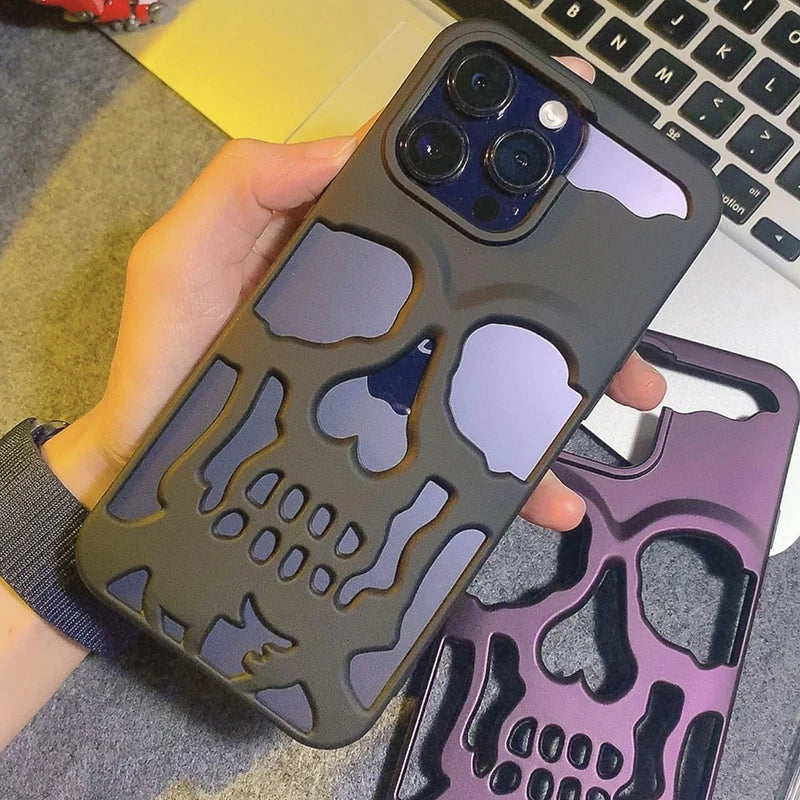 Luxury Matte Hollow Out Skull Hard Case