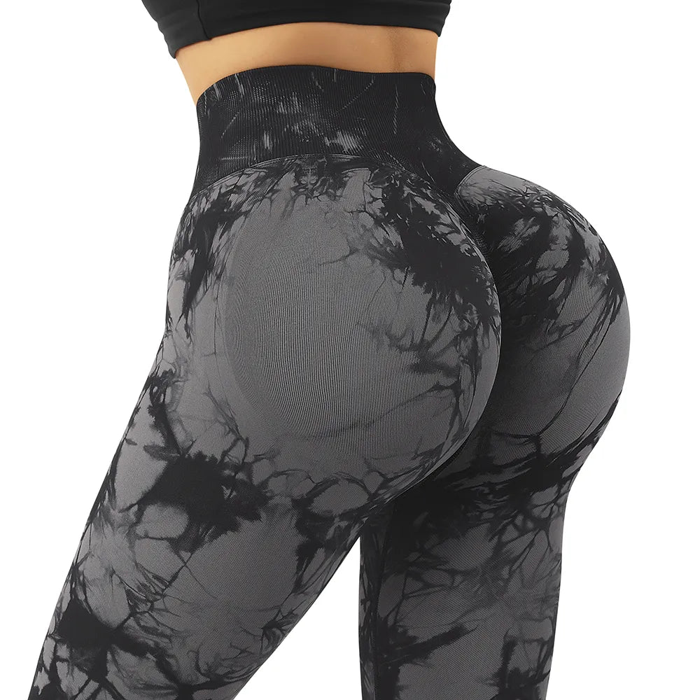 Seamless Leggings for Women Fitness Yoga Pants High Waist Tie Dye Legging Workout Scrunch Butt Lifting Sports Gym Tights Woman - Vakasi