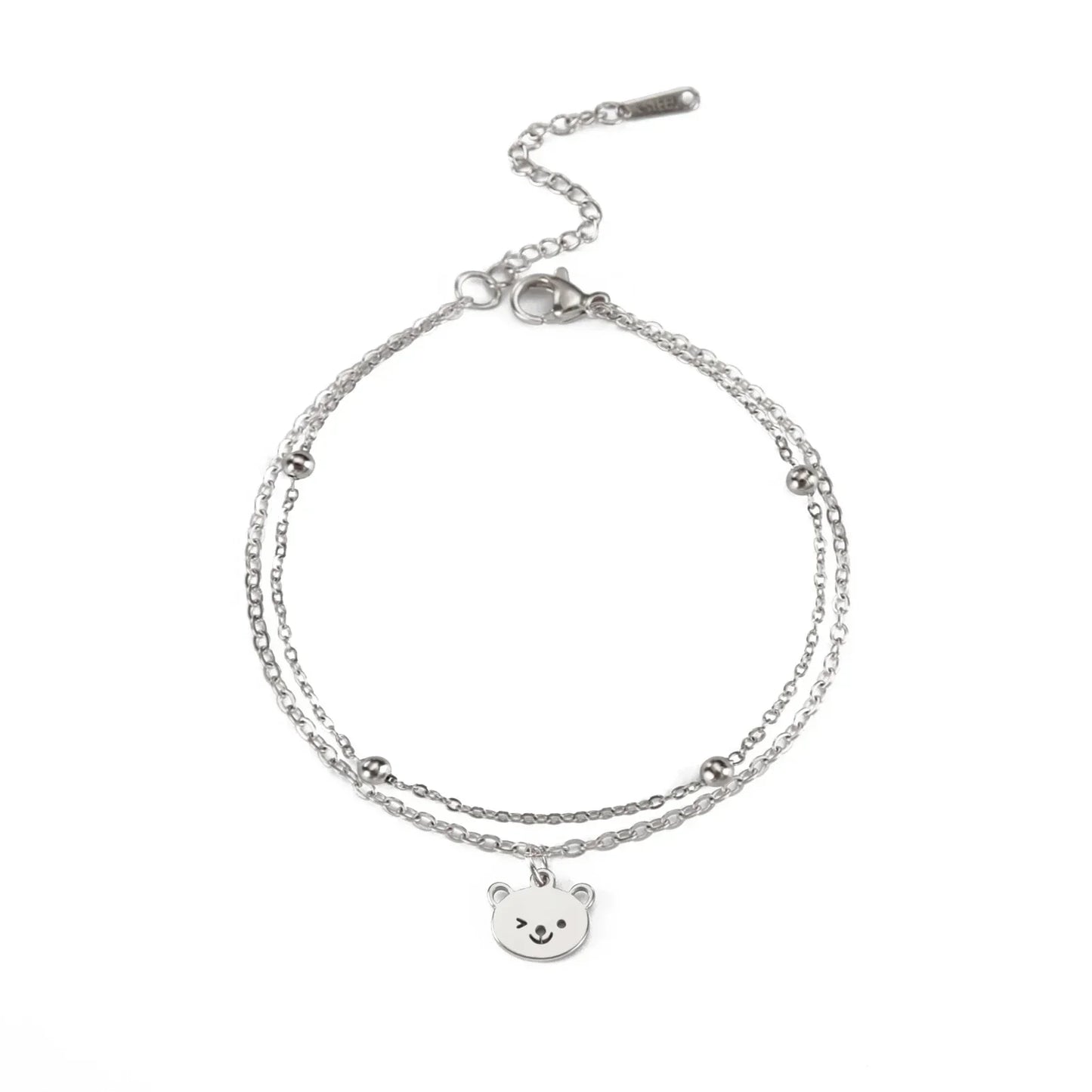 Double Layer Beads Chain Anklet