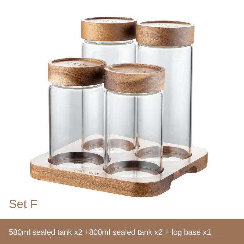 European Transparent Glass Sealed Jar Nut Grain Storage Box Tea Coffee Glass Bottle Food Storage Containers Kitchen Utensils Set