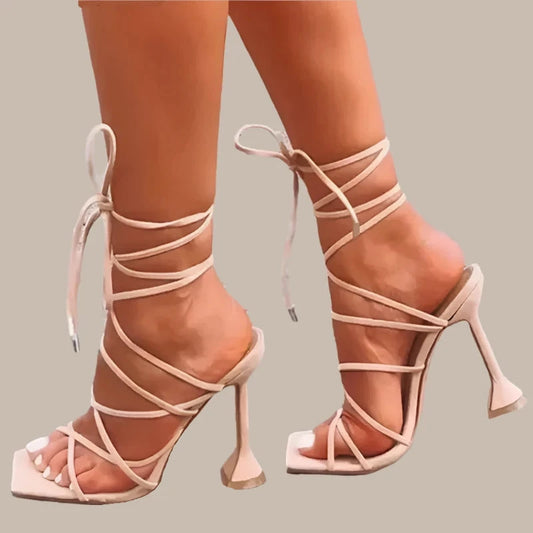 Ankle Strap Thin High Heels - Vakasi