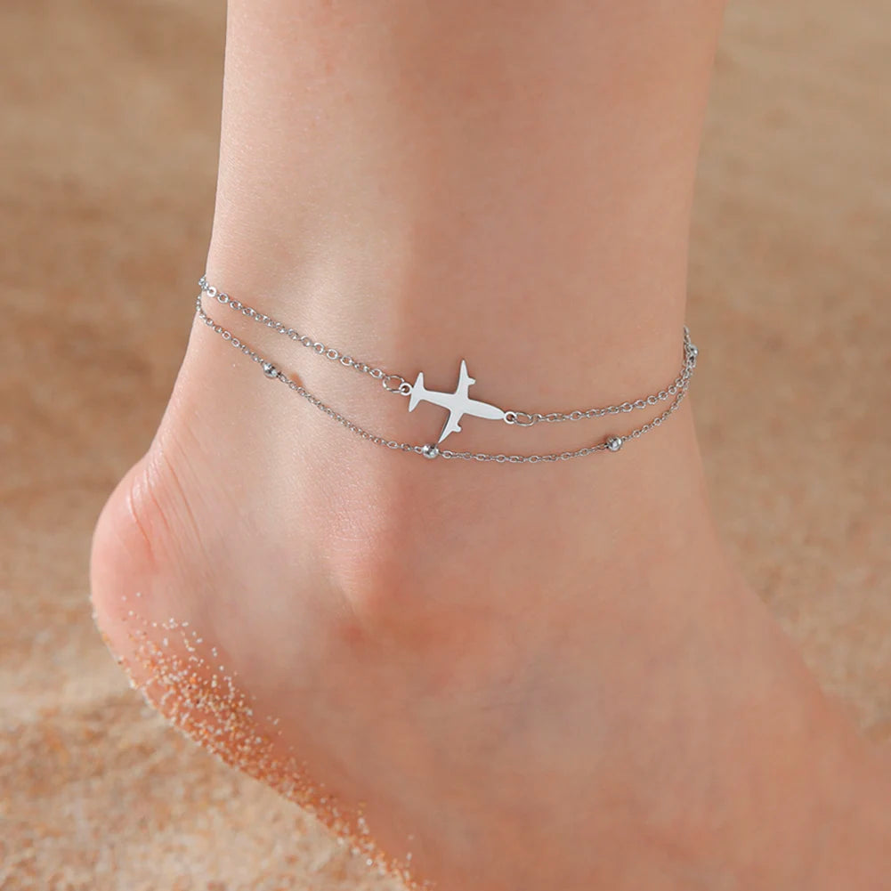 Lucktune Airplane Pendant Anklet