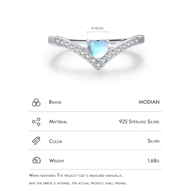 MODIAN Hot Sale Genuine 925 Sterling Silver Exquisite Arrow Finger Rings For Women Heart Love Moon Stone Band Fine Jewelry Anel - Vakasi