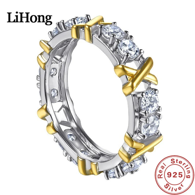 Luxury 925 Sterling Silver Ring Interlaced With Aaa Zircon Crystal Ring For A Woman'S Engagement Jewelry Gift - Vakasi