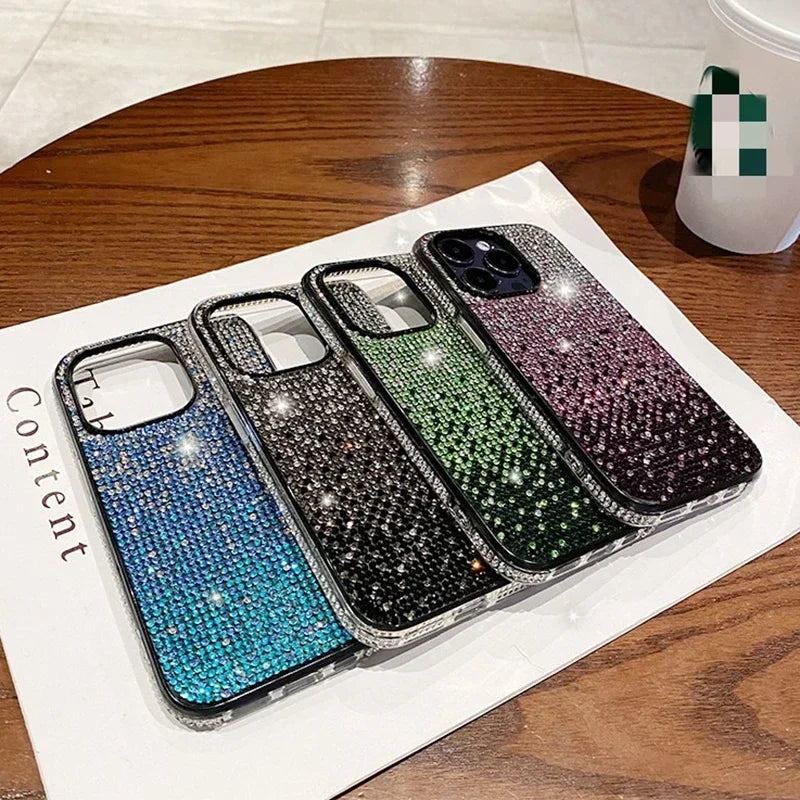 16 15Pro Max Luxury Case Full Shinny Diamond Bumper Frame Cover for iPhone 16 Plus 11 12 13 14 15 Pro Max X Xs Xr 7 8 Plus Cases