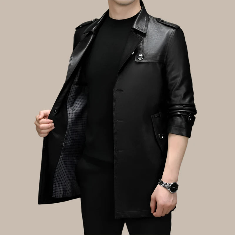 Waterproof PU Leather Trench - Vakasi