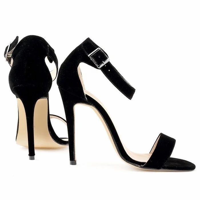 Open Toe Ankle Strap High Heels - Vakasi