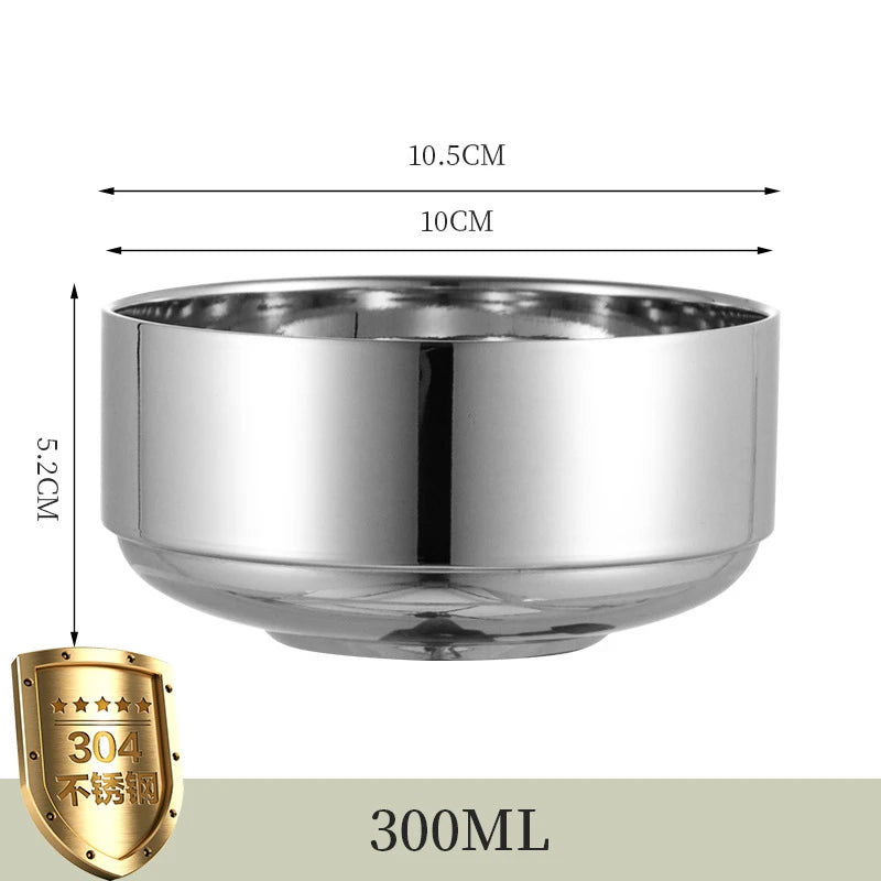 Stainless Steel Double Layer Bowl for Children Anti-Scald Ramen Rice Fruit Bowls Korean Tableware Food Dishes Kitchen Utensils