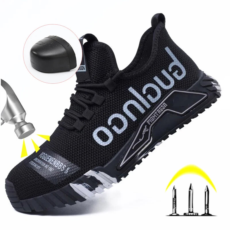 Lightweight Steel Toe Safety Shoes Men Anti-puncture Work Shoes Men Breathable Industrial Shoes Indestructible Work Safety Boots - Vakasi