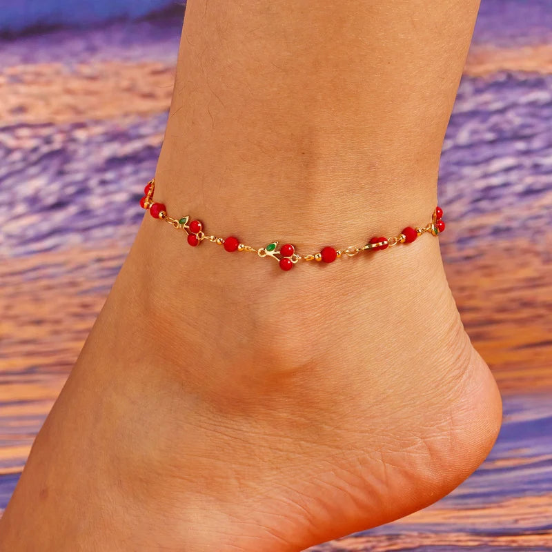 Charm Red Cherry Anklets