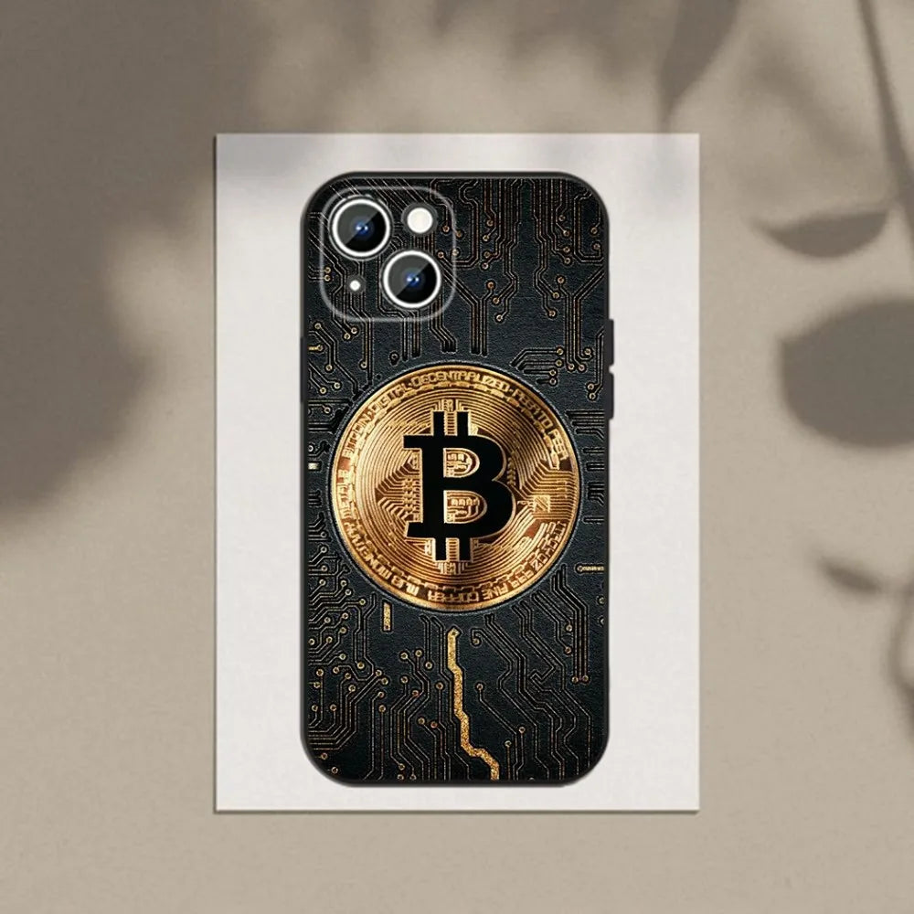 Bitcoin Phone Case Phone Case For Apple iPhone 15,14,13,12,11,XS,XR,X,8,7,Pro,Max,Plus,mini Silicone Black Cover