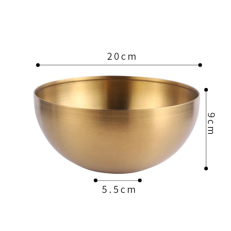 Creative Stainless Steel Ramen Bowl Korean Friut Salad Bowl Golden Soup Bowls Single Layer Home Tableware Kitchen Utensils