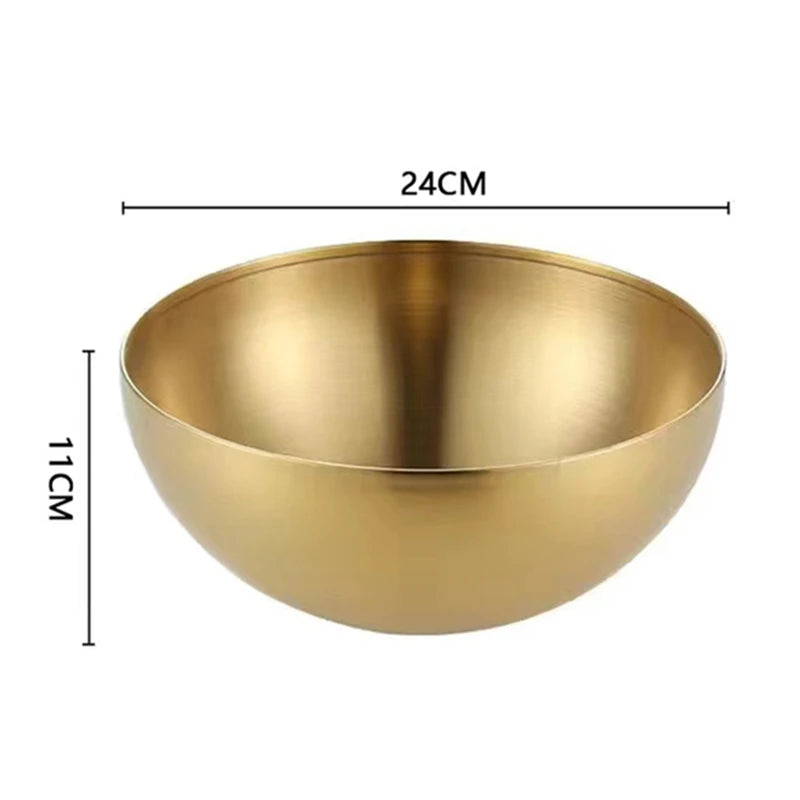 Creative Stainless Steel Ramen Bowl Korean Friut Salad Bowl Golden Soup Bowls Single Layer Home Tableware Kitchen Utensils