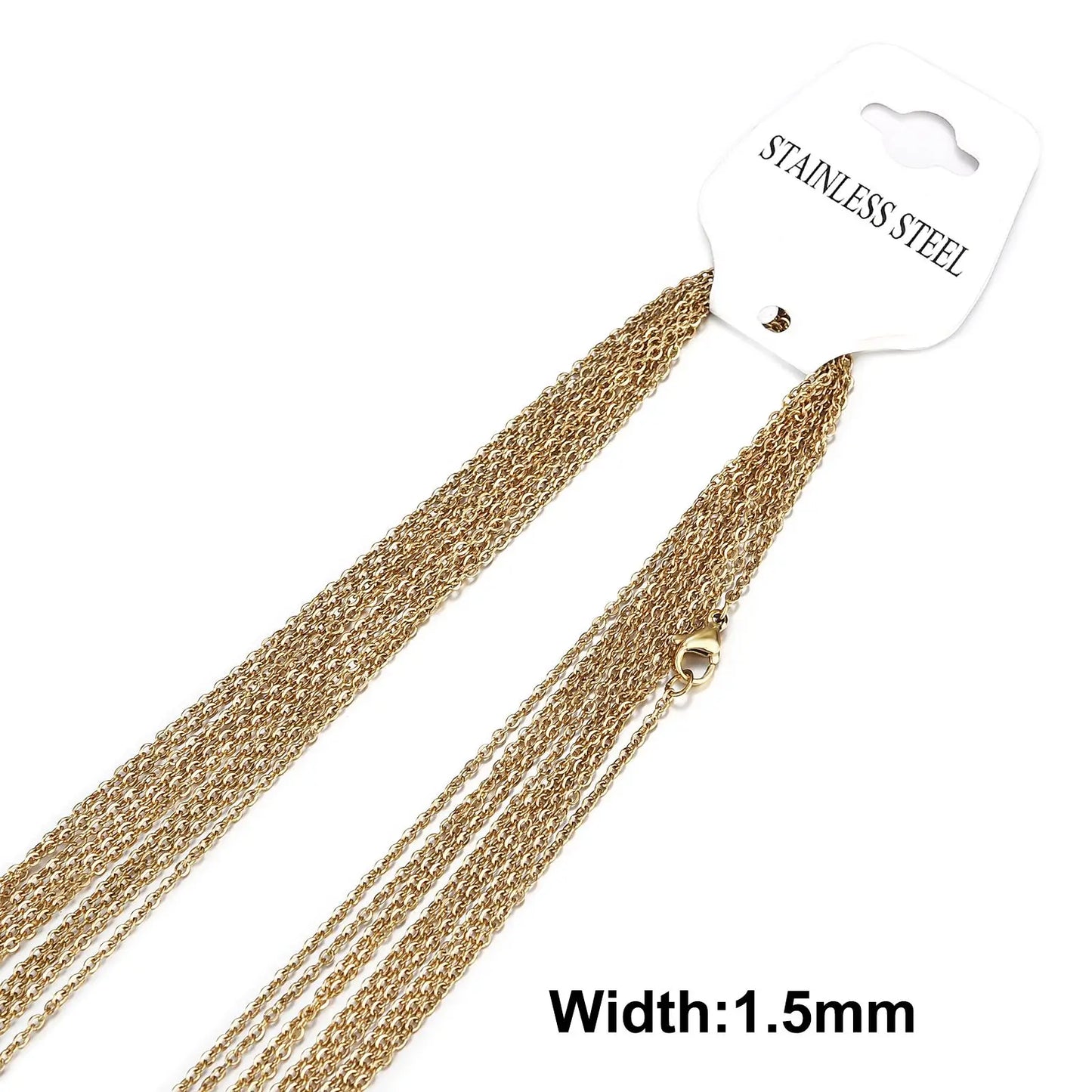 10pcs Gold Color Stainless Steel Link 45/50/55/60CM Bulk Necklace Chains Jewelry Cuban Chains Wholesale Chain Chokers DIY Crafts