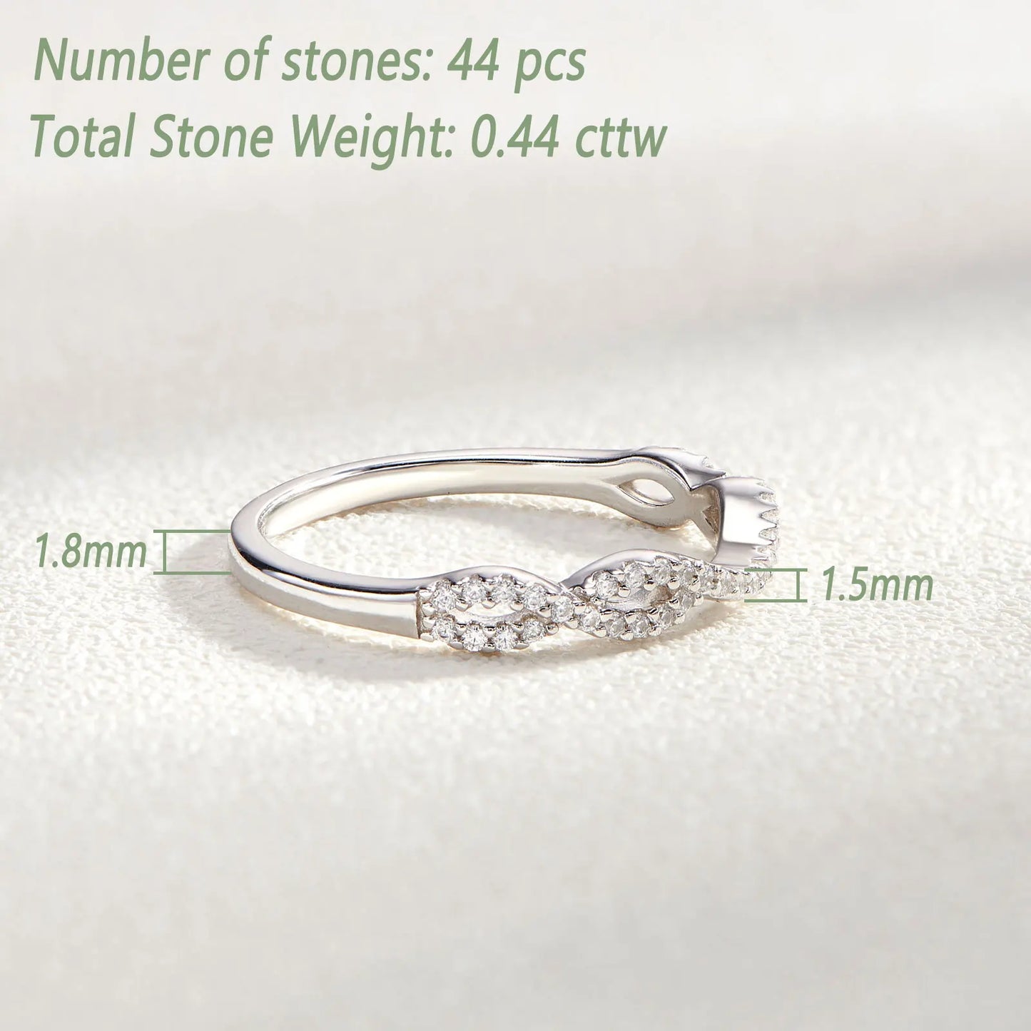 Newshe 925 Sterling Silver Eternity Ring Wedding Bands for Women White Yellow Gold Stacking Twisted Infinity AAAAA Cubic Zircon