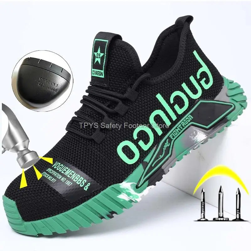 Lightweight Steel Toe Safety Shoes Men Anti-puncture Work Shoes Men Breathable Industrial Shoes Indestructible Work Safety Boots - Vakasi