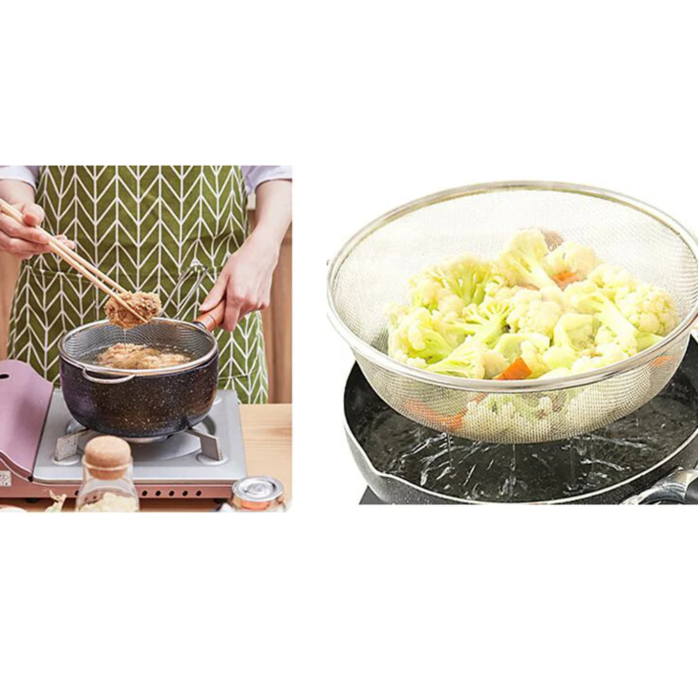 Mesh Skimmer Spoon Noodle Strainer Steamer Pasta Fruit and Vegetable Basket Rice Colander Stainless Steel Large Drain