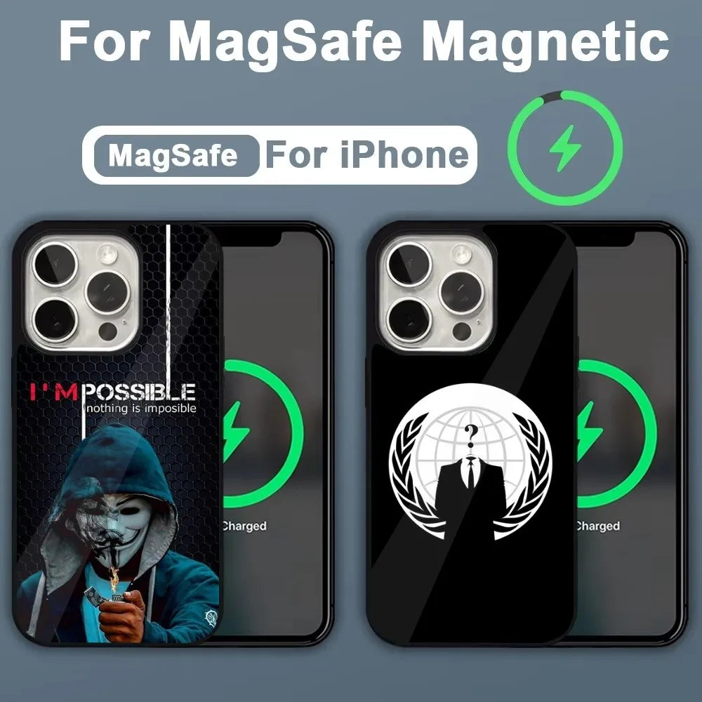 Anonymous Hacker Art Phone Case For iPhone 16,15,14,13,12,11,Plus,Pro,Max,Mini Magsafe Magnetic Wireless Charging