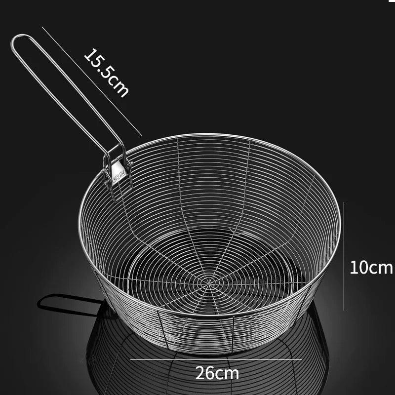 Stainless Steel  French Fries Strainer Basket Colander Oil Pot Food Filter Noodle Fruit Vegetable Drainer Skimmer Kitchen Tools