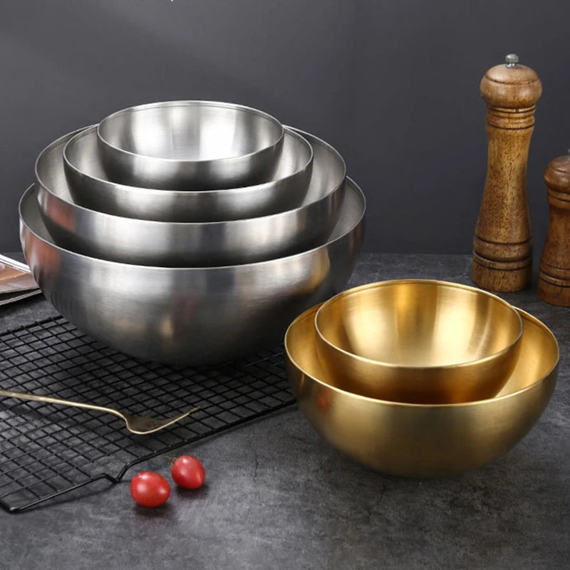 Creative Stainless Steel Ramen Bowl Korean Friut Salad Bowl Golden Soup Bowls Single Layer Home Tableware Kitchen Utensils