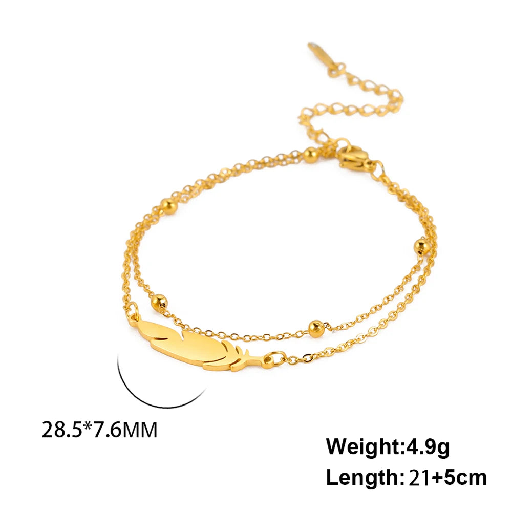 Double Layer Beads Chain Ankle Bracelet