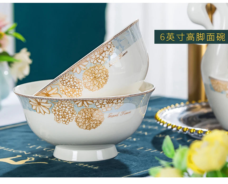 HOONRA High-Grade Dessert Soup Ceramic Dinner Plate Set Food Dessert Tableware Dishes Rice Salad Pasta Bowl Kitchen Cookware Set