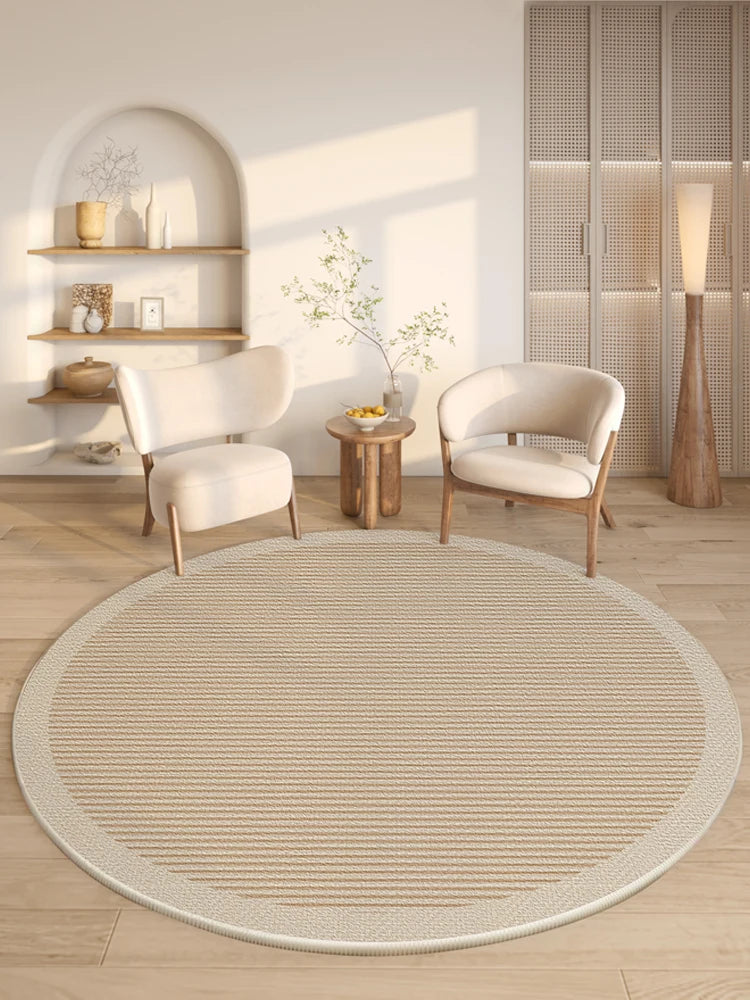 Large Area Round Beige Carpets Vakasi