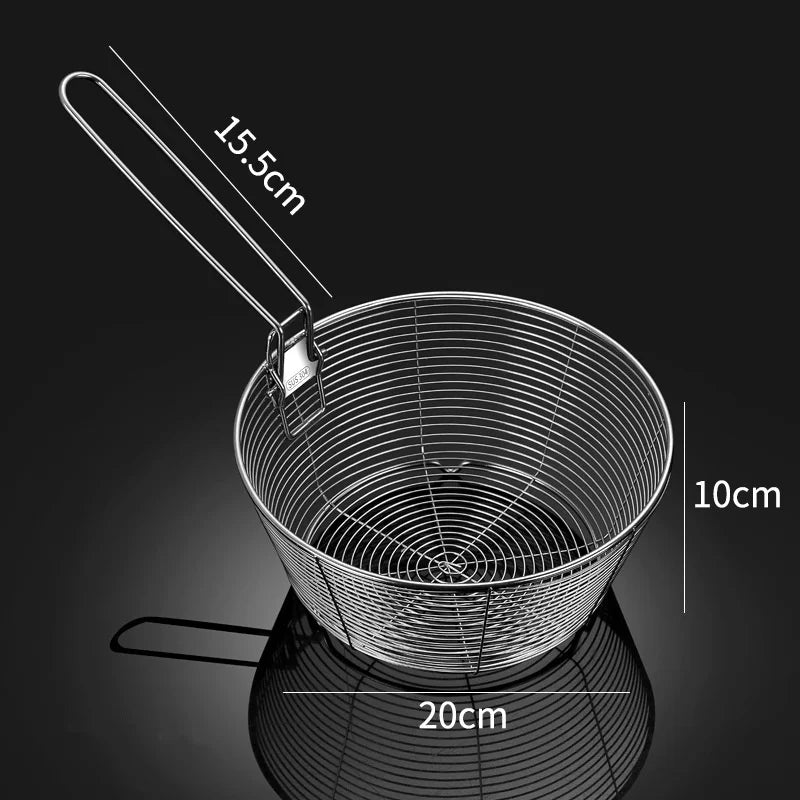 Stainless Steel  French Fries Strainer Basket Colander Oil Pot Food Filter Noodle Fruit Vegetable Drainer Skimmer Kitchen Tools