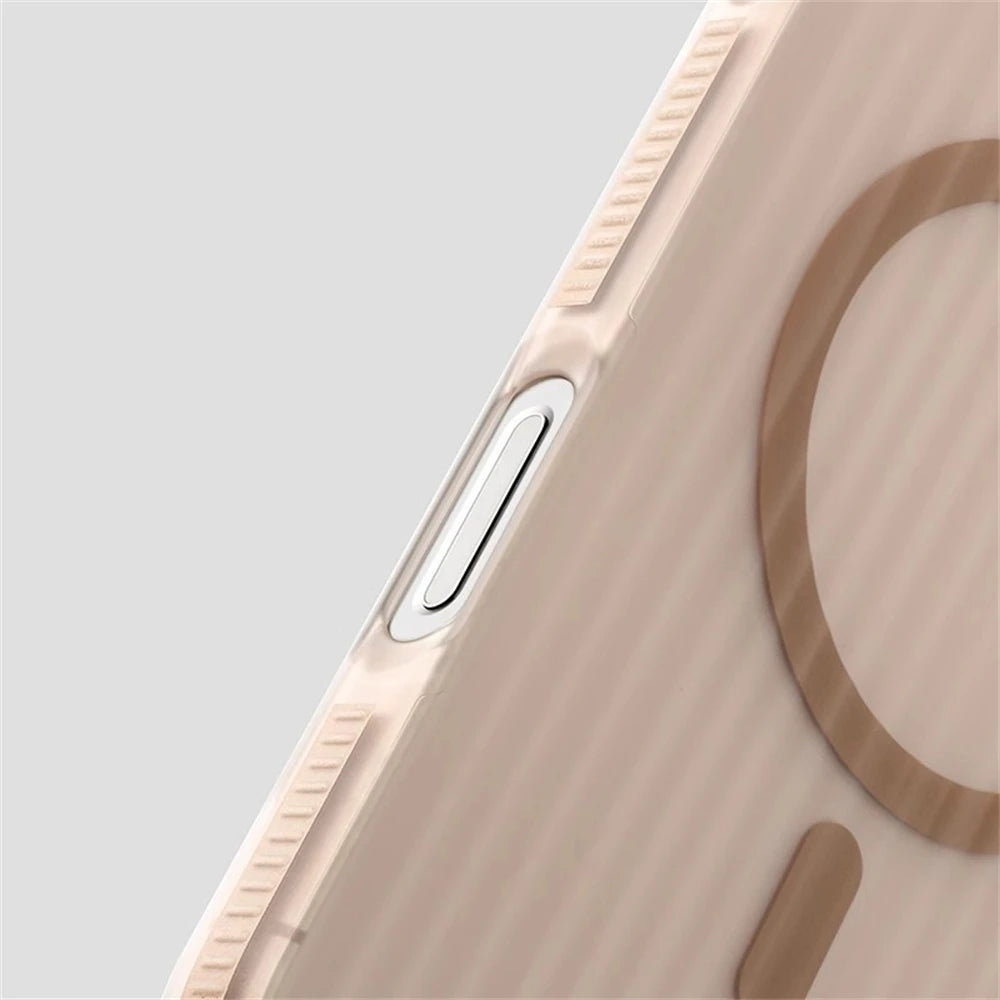 Corrugated Pattern Non-slip Magnetic Wireless Charge Matte Case For iPhone 16 15 Plus 14 13 12 Pro Max Magsafe Bumper Hard Cover