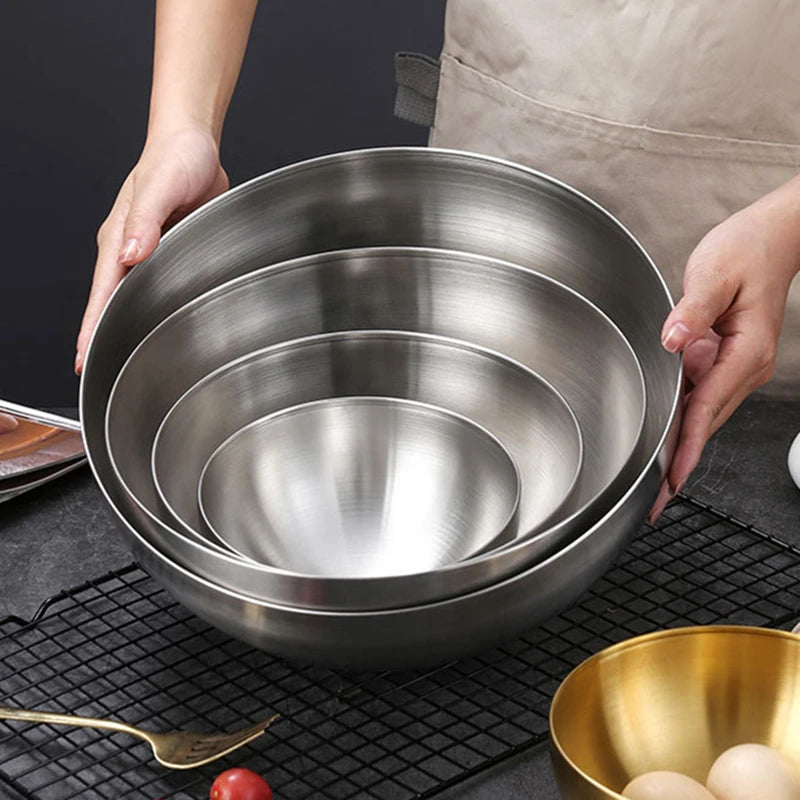 Creative Stainless Steel Ramen Bowl Korean Friut Salad Bowl Golden Soup Bowls Single Layer Home Tableware Kitchen Utensils