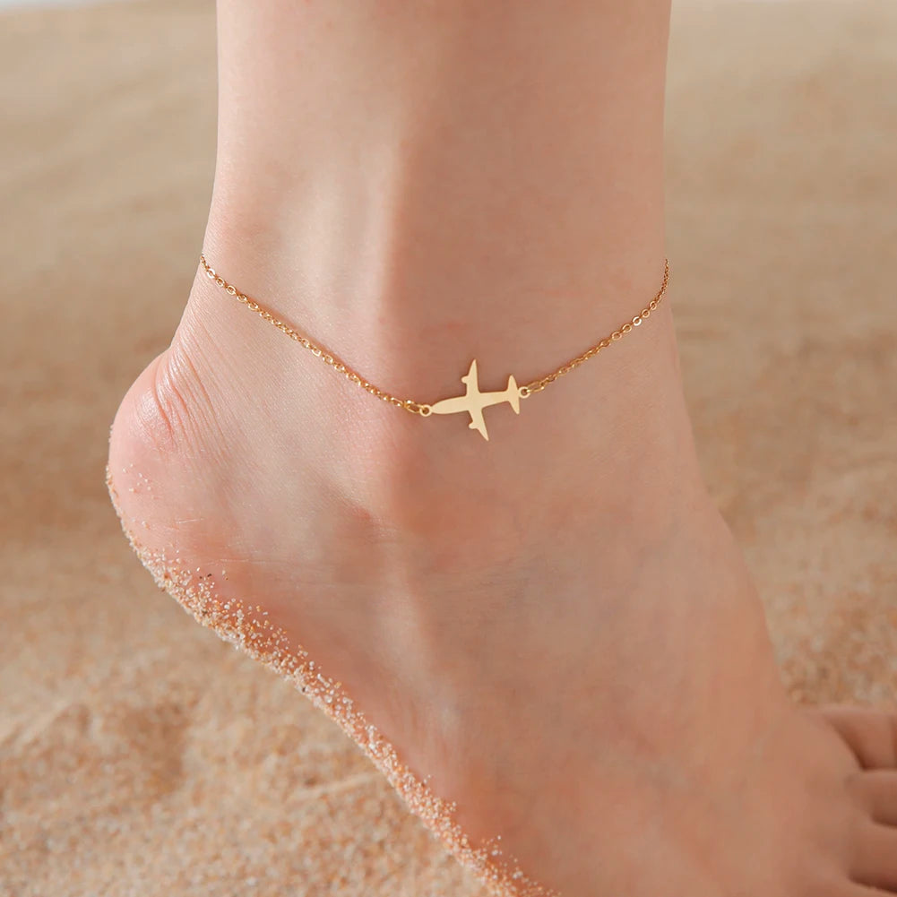 Lucktune Airplane Pendant Anklet