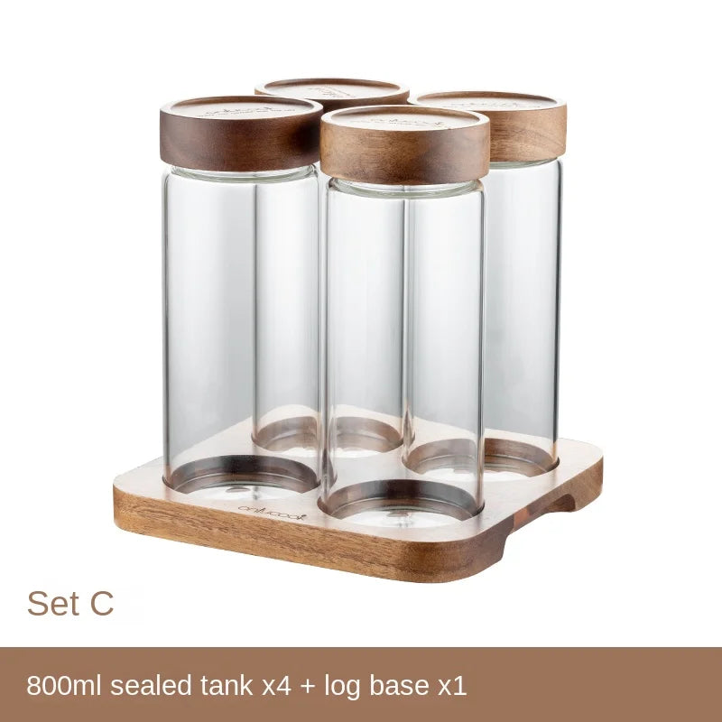 European Transparent Glass Sealed Jar Nut Grain Storage Box Tea Coffee Glass Bottle Food Storage Containers Kitchen Utensils Set