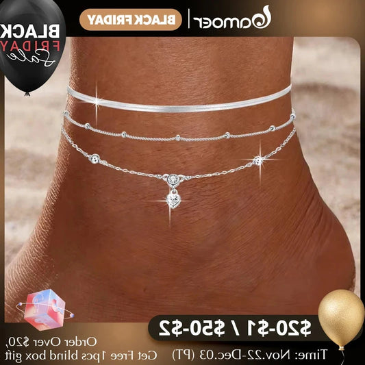 Silver Snake Chain Anklet Bracelet