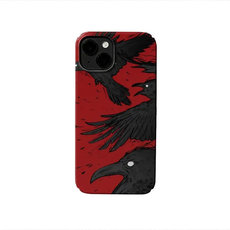 Durable Red Black Raven iPhone Case