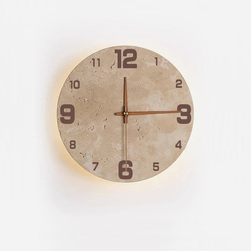 Nordic Marble Wall Clock and Lamp Vakasi