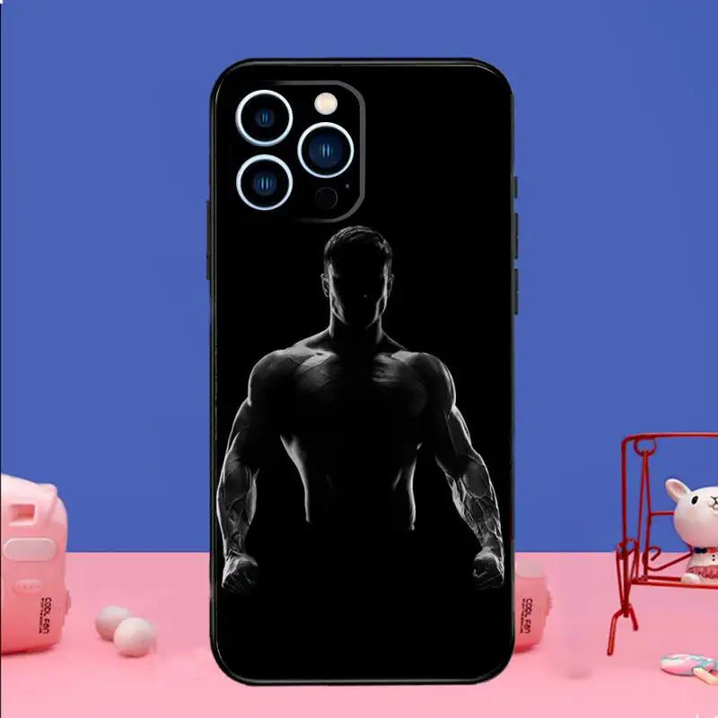 Bodybuilding Gym Fitness Phone Case For iPhone 15 14 13 12 11 Pro Max Xs Xr X 7 8 Plus 12 13 Mini Silicone Black Cover