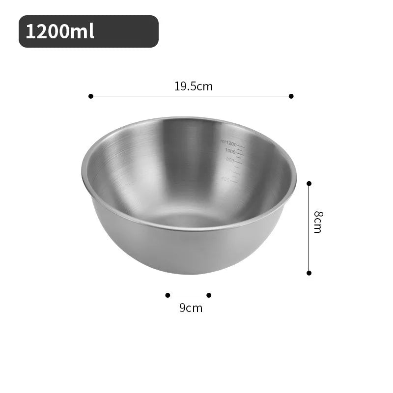 Kitchen Stainless Steel Fruit Salad Bowls with Scale Korean Style Large Capacity Soup Noodles Ramen Bowl Food Containers