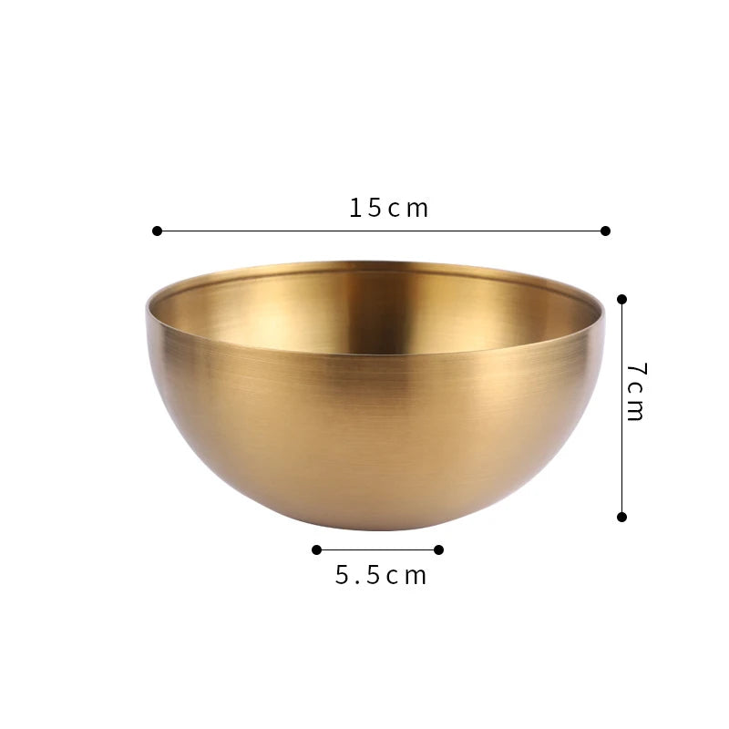 Creative Stainless Steel Ramen Bowl Korean Friut Salad Bowl Golden Soup Bowls Single Layer Home Tableware Kitchen Utensils