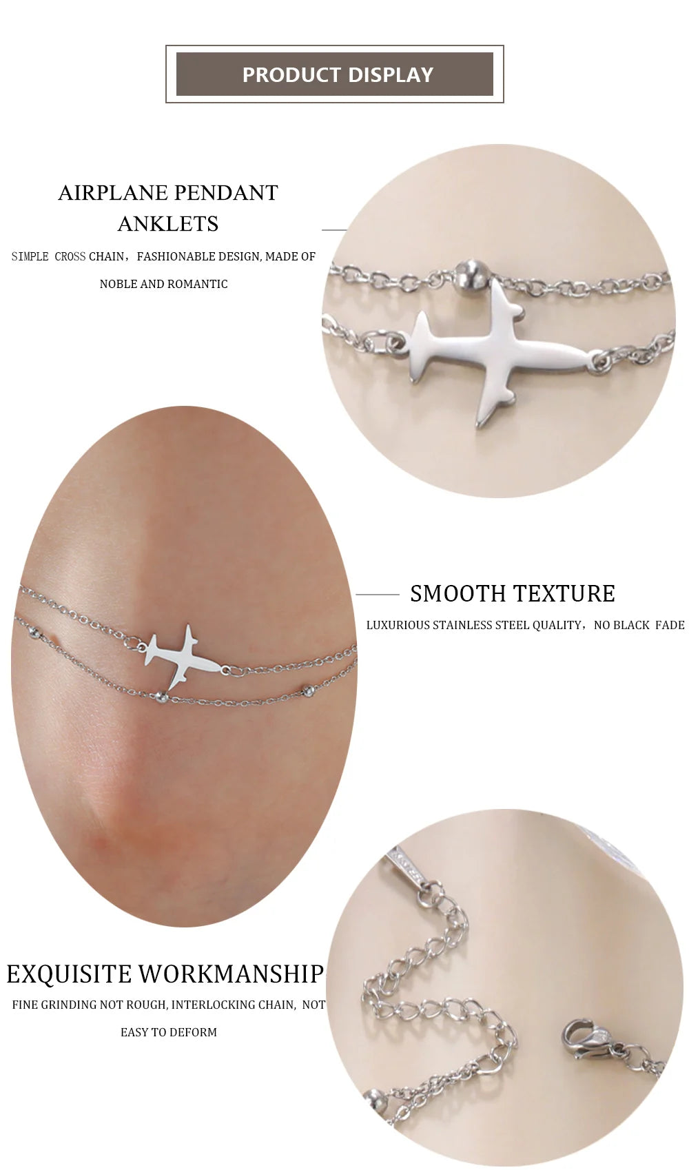 Lucktune Airplane Pendant Anklet