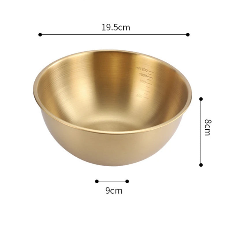 Creative Stainless Steel Ramen Bowl Korean Friut Salad Bowl Golden Soup Bowls Single Layer Home Tableware Kitchen Utensils