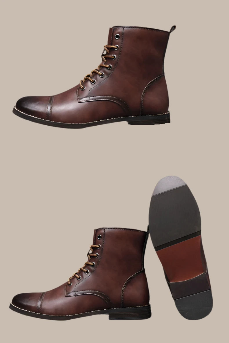 Winter Fashion Leather Men Boots - Vakasi