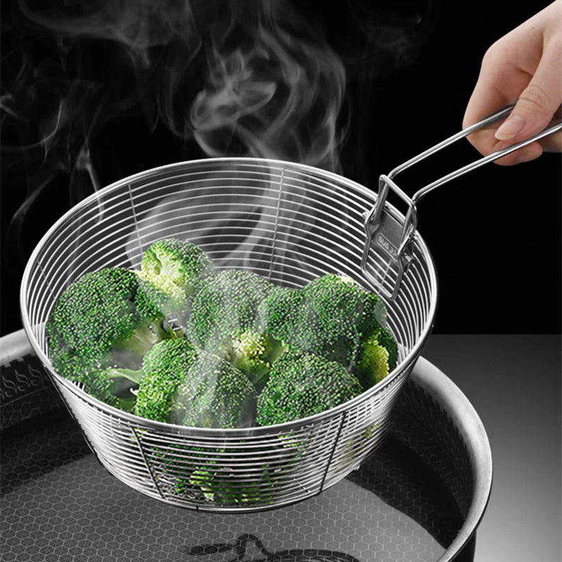 Stainless Steel  French Fries Strainer Basket Colander Oil Pot Food Filter Noodle Fruit Vegetable Drainer Skimmer Kitchen Tools